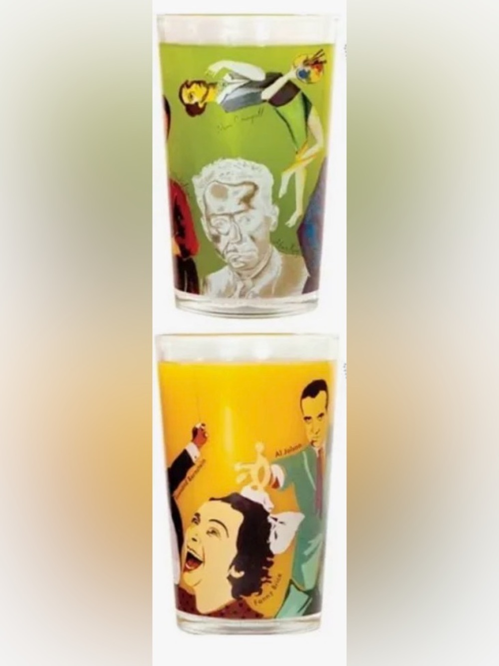 Unemployed Philosophers Guild Famous Jews Glasses Novelty Juice Tumbler Set of 2